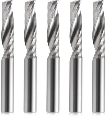 EU_HOZLY 5 uds. Vástago de 6mm (0.236 ), diámetro de corte de 6mm (0.236), 1 fresa de extremo de flauta, cortador de fresado de 25mm de longitud, herramienta de corte Upcut para PVC acrílico