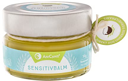 AniCanis Sensitivbalm Pflegebalsam Hunde & Katzen - Sensible Haut - 50g | vom Tierheilpraktiker, Bio-Wachs & Bio-Öle, trockene Stellen, Pfoten & Ballen, Wundpflege