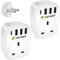 LENCENT 2 Packs UK to EU Euro Europe Plug Adapter, Grounded European Travel Adapter with 3 USB Ports and 1 Type C Port for Germany Spain France Portugal Greece Russia Netherlands and more (Type E/F)