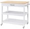 Yaheetech Rolling Kitchen Island Trolley Cart, Kitchen Storage Trolley on Wheels with Drawer and Side Handle, Utility Serving Cart for Dinning Room/Living Room, Bamboo Worktop, White