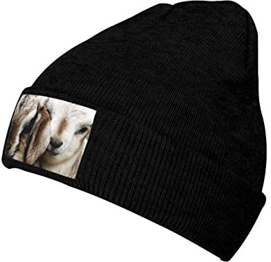 Tiere Ziegenaufdruck Strickmütze Täglich Strickmütze Strickmütze Warm Weich Stilvoll Durable Caps Winter Strickmütze Unisex, Schwarz, Einheitsgröße
