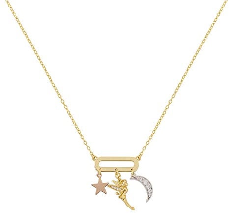 Disney Tinkerbell Tri-tone Plated Sterling Silver Necklace