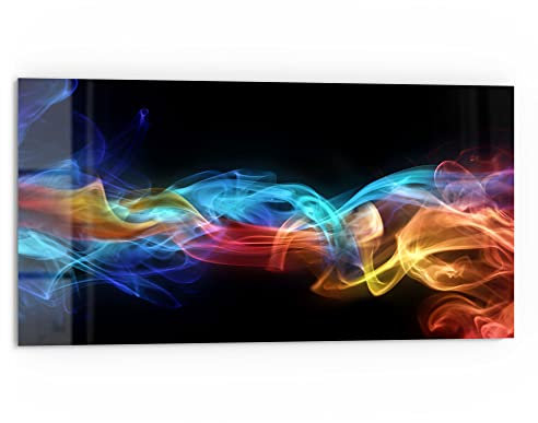 DEQORI Küchenrückwand Glas | Motiv Farbige Rauchschwaden | 80x40 cm | Bad- oder Herd-Rückwand | Herdblende Spritzschutz für Küche & Badezimmer | Moderne Deko für Fliesenspiegel