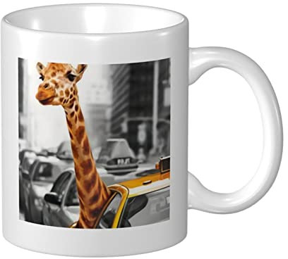 Giraffe In New York Large Ceramic Coffee Mug, Big Tea Cup For Office And Home, 11.6 Oz Gift Mug For Women And Men
