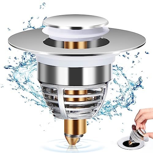Diboniur Tapón Lavabo Mejorado, Tapón de bañera Tipo Tirador Universal, Drenaje acelerado sin obstrucciones, para bañera, Cocina, Fregadero (Orificio de Drenaje de 32-42 mm)