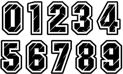 Zahlen Aufkleber 0-9 Motorrad Aufkleber Nummern Sticker Aufkleber Motorrad Motocross Nummer Startnummer Aufkleber Paket mit 10 Stück für Motorräder Autos Roller Quads Wohnmobile LKWs