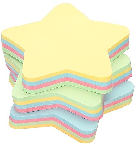 PATIKIL Haftnotizen 3 Blöcke x 100 Blatt, Sticky Notes 70 x 70mm Selbstklebende Haftnotizen Klebezettel Notizzettel Pentagramm Form Memo Post für Hause Büro Wirtschaft, 4 Farbmischung