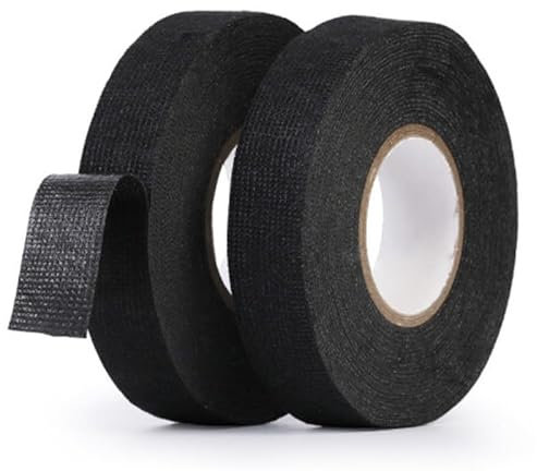 KLVN 2Pcs 19MMx15m Heat-Resistant Adhesive Cloth Fabric Tape for Cable Wire Harness Tape Auto Repair Automotive Cloth Tape