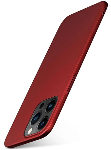 moex für iPhone 15 Pro Max Hülle Ultra Dünn, Schutzhülle mit erhöhtem Kameraschutz, Slim Cover Hardcase Backcover, Dünnste Handyhülle Minimalistisch Alpha Case, Matt Rot