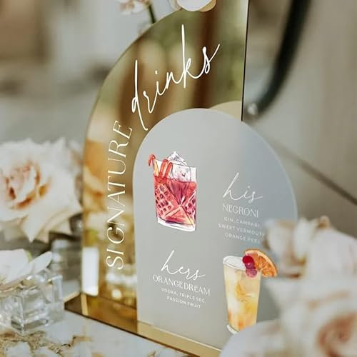 Signature Drinks Panneau de mariage en acrylique pour homme et femme