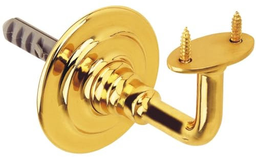 MS Beschläge Handlaufstütze massiv Messing Handlaufhalter flacher gerader Sattel Handlaufträger Handlaufauflage Ø 70mm Grundplatte Geländerstütze (Messing poliert)