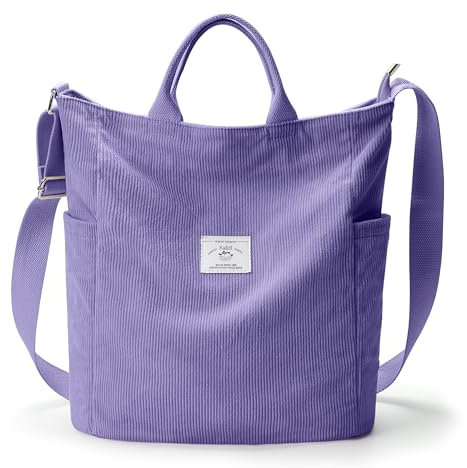KALIDI Damen Handtasche Cord Shopper Schultertasche Casual Umhängetaschen Groß für Schule Arbeit Alltag Einkauf