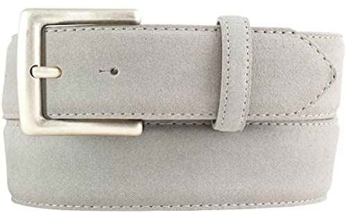 BELTINGER Gürtel aus Veloursleder mit altsilberner Gürtelschnalle 4 cm | Velour-Ledergürtel 40mm | Wildleder-Gürtel alt-silber 4cm