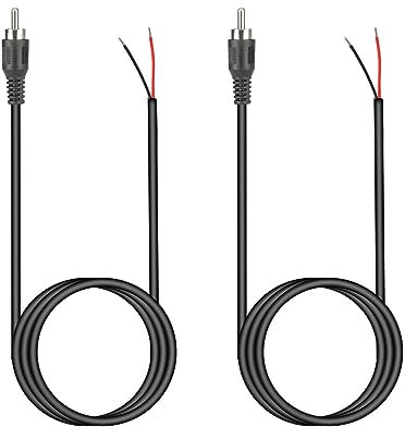 ZEZEFUFU 2 x RCA to Bare Wire Cable, Speaker Wire RCA Male Plug Connector Jack Adapter to Bare Wire Open End Audio Video AV RCA Cable