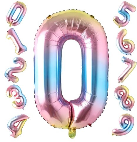 Luftballons Geburtstag Bunt - Zahlen 0-40, Regenbogen Helium Ballons, Folienballon