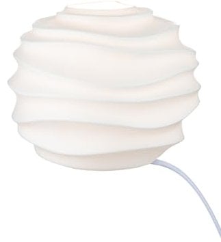 GILDE Deko kleine Tischlampe - Lampe aus Porzellan - mit Wellen Design - Dekoration Wohnzimmer Fensterbank - weiß Höhe 20,5 cm