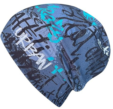 Wollhuhn Jungen/Mädchen Shorties Beanie/Beanie-Mütze/Kinder-Mütze Bequem Viele Motive Jersey Zweilagig Gefüttert Übergangszeiten (Öko-Stoffe/Bio) 2024202401 (Skater Blau, L)