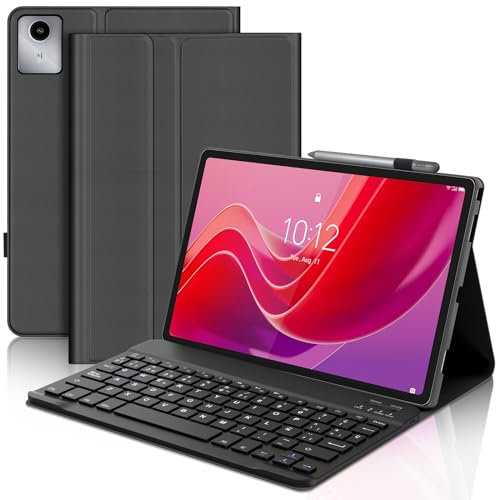 Funda con Teclado para Lenovo Tab M11 11, Español Ñ Teclado Bluetooth Inalámbrico Desmontable con Funda Protectora Delgada para Tablet Lenovo Tab M11 11 Pulgadas 2024(TB330FU/TB330XU), Negro