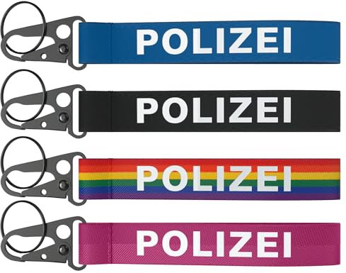 Patch Force - Schlüsselband Polizei (schwarz) - Schlüsselanhänger mit Karabiner/Haken - Als Ausrüstung, Zubehör oder Geschenk für Polizisten, Kinder oder Sammler - Keychain