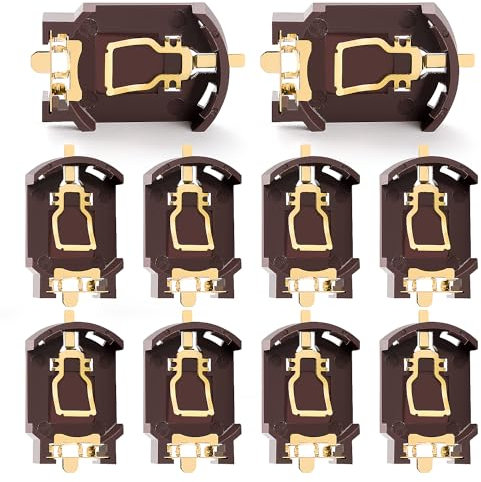 KUOQIY 10 PCS SMD CR2032 Battery Holder with Pin, Horizontal Coin Button Battery Holder, 3V Battery Holder Button Coin Cell Case, for SMT SMD CR2025 CR2016 Button Battery