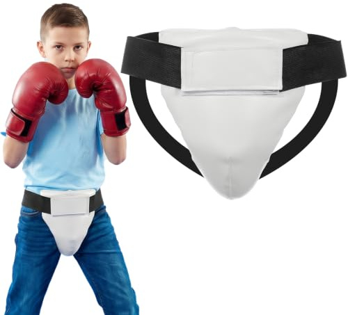 POPETPOP Breathable Kids Groin Protector Guard for Martial Arts Training Wear-Resistant Crotch Guard for Taekwondo Kickboxing and Sparring Safety