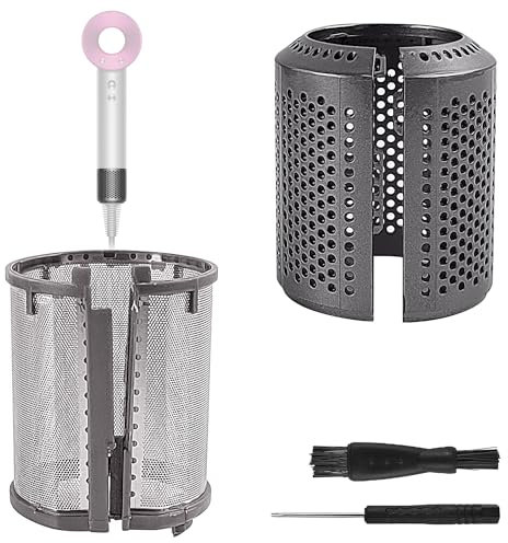 JCRWXP Upgraded Replacement Filter for Dyson Supersonic Hair Dryer - Internal and External Filter Compatible with HD01 HD03 HD08 - Repair Accessories in Metallic Grey (1)