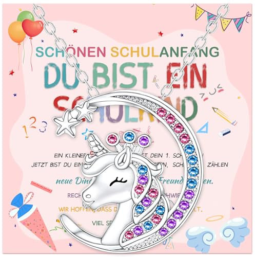 ELF-GRETTER Einschulung Schultüte Geschenk, Schulanfang Mädchen Schutzengel Halskette, Einhorn Geschenke, Schultüte Füllung Einschulungsgeschenke (Mehrfarbig)