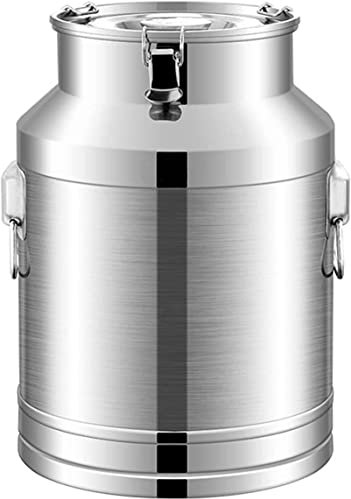 ASumPio 201 Stainless Steel Farm Milk Bucket, Milk Transport Can Tote Jug Milk Churn CanTea Canister with Sealed Lid Heavy Duty for Commercial Kitchen