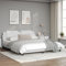 Faroom Polsterbett 180x200 cm mit Lattenrost Kunstlederbett Jugendbett Einzelbett Gepolstertes Doppelbett Bett mit Kopfteil Bettrahmen, Weiß