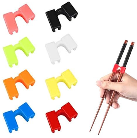 UENXRXE 8 Pezzi Bacchette Cinesi Helpers, Riutilizzabili Chopsticks Helpers, Formazione Sushi Chopstick Hinges Connettore Facile Chopstick Trainers Per Bambini, Adulti, Principianti (8Colores)