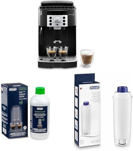 De'Longhi Magnifica S ECAM 22.110.B Perfetto Kaffeevollautomat mit Milchaufschäumdüse + Original EcoDecalk DLSC 500 Entkalker Wasserfilter DLSC002