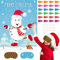 ASTARON Pin The Snowman Nose Weihnachts-Pin The Tail Partyspiele Aktivitäten für Kinder 36 Aufkleber Weihnachtsparty-Dekorationen Schulklassenzimmer-Aktivitäten