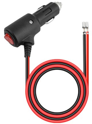 Enchufe de encendedor de cigarrillos de 12 V con interruptor de encendido y apagado, adaptador de encendedor de cigarrillos de coche de 16 AWG, enchufe de 12 voltios integrado en 15 A fusionado de