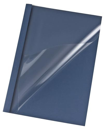 VEPATIM 50 Thermobindemappen A4 6mm für 60 Blatt Lederoptik blau
