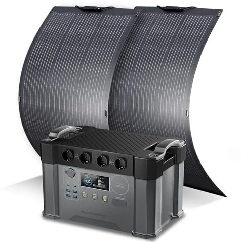 ALLPOWERS Tragbares Powerstation S2000 Pro 1451Wh 2400W AKKU Solargenerator Mobiler Stromspeicher Power Station(4000W Spitzenwert) mit 2x 100W Flexibles Solar Panel für Home Notfall Camping RV Reise