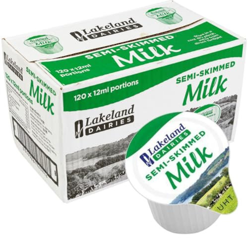 LAKE UHT Semi Skimmed Milk Portions (120 pots) 12ml Each Portion