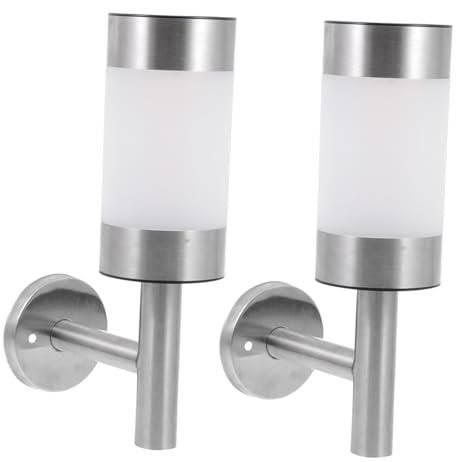 OSALADI 2st Solar-wandleuchte Außenlampe Led-wandleuchte Wasserdichte Außenleuchten Garten Wandlampe Außenwandleuchte Leuchten Aus Edelstahl Dekorative Wandlampen Silver Plastik