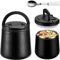 Itslife Boîte Alimentaire Isotherme, 600ml Lunch Box Isotherme Enfant, Boite Isotherme Repas Chaud avec Cuillère, Thermos Alimentaire Chaud en Acier Inoxydable pour Picnic, Ecole et Bureau, Noir