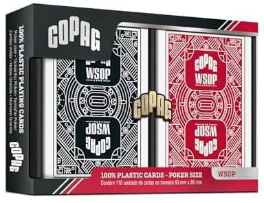 COPAG World Series Of Poker – Plastic Poker Size Jumbo Index Double Deck, Red and Black