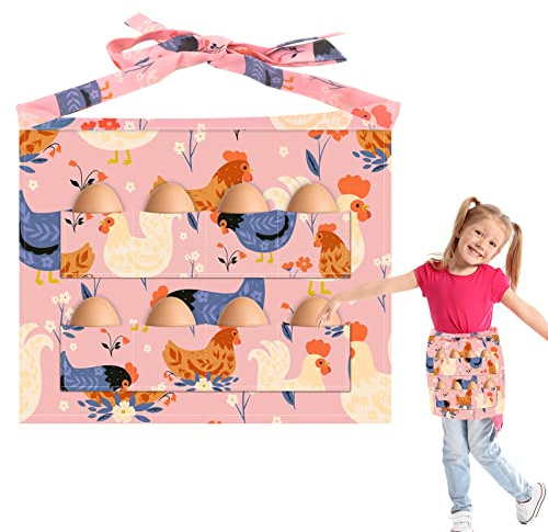 Tkifoda Purple Chicken Egg Apron for Kids Egg Collecting Apron for Fresh Eggs (Pink Egg Apron)