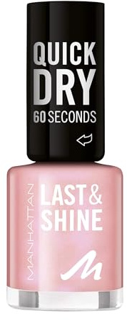 MANHATTAN Last & Shine schnelltrocknender Nail Polish, veganer & tierversuchsfreier Nagellack, langanhaltend, ultraglänzendes Finish, 8ml, Fb. 070 Candy Life
