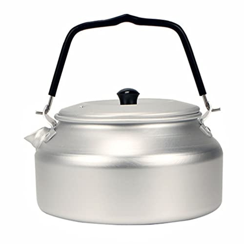 Portable Stove Burner Camping Kettle Aluminum Tea Kettle Compact Lightweight Coffee Pot Portable Camp Tea Pot for Bushcraft and Outdoor Campfire Use Metal Cooking Utensils Teapots (Silver)