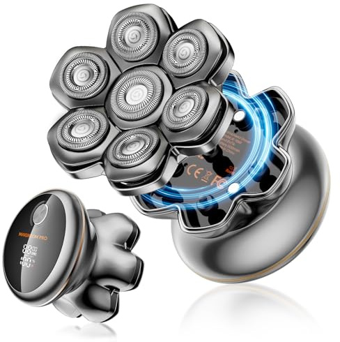 MAXGROOM 7D Glatzen Rasierer Herren, 1400mAh Akku Kopfrasierer Glatze mit Magnetische Schwebende Schneideinheit, Ergonomisch Griff IPX6 Wasserdicht Kopf Rasierer Herren, Typc-C 0 mm Glatzenrasierer