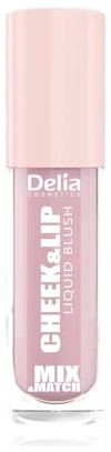 Delia Cosmetics – Mix & Match – Cheek & Lip 02 - Blush Liquido per Guance e Labbra – Blush in Crema – Tonalità Naturale – Finish Satinato – Formula Vegana – 4 ml