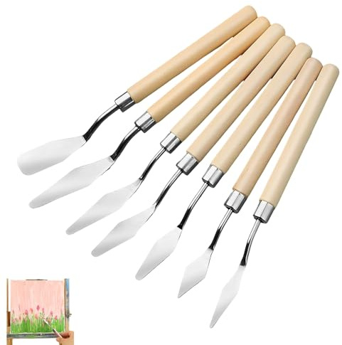 7 PCS Pallet Knife, Palette Knife Painting, Palette Knives, Pallete Knife, for Canvas Acrylic Painting(Wood Color)