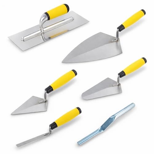 WHLZYEVA 6-Piece Masonry Tool Set, Carbon Steel Bricklaying Tools