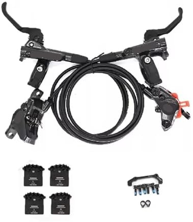 UALXPAO Hydraulische Scheibenbremsanlage MTB Fahrrad Hydraulische Scheibenbremse Set Mountainbike Bremse 2 Kolben oder 4 Vorne Hinten(M6100 Resin Ice)