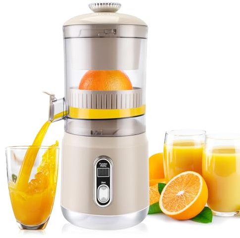 Slow Juicer Spremiagrumi elettrico senza fili, spremiagrumi con calibro da 110 mm, 3 velocità, spremiagrumi per frutta e verdura, ricaricabile tramite USB, separatore automatico di succo