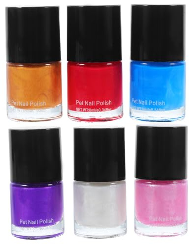 HOMOBABE Dog Nail Polish 6pcs Healthy Ingredients Gel for Darker Nails | Water-base Formula, Easy Remove Finish, Six Bottles Included, Pet Grooming Supply for Dogs