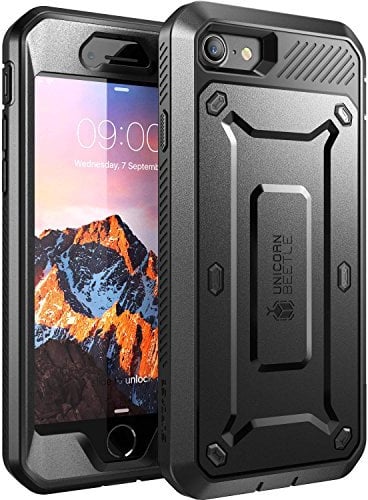 SUPCASE Unicorn Beetle Pro Series Case Designed for iPhone SE 3 (2022) / iPhone SE 2 (2020) / iPhone 7/8, Full-Body Rugged Holster Case with Built-In Screen Protector (Black)